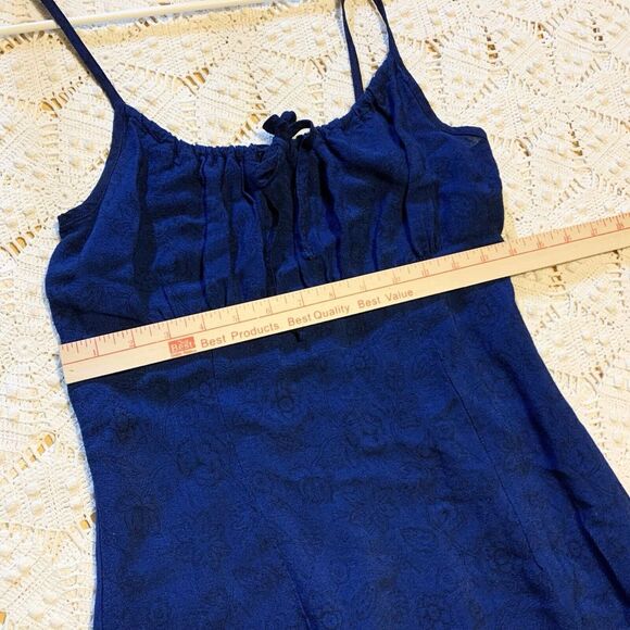 Vintage VTG Y2K xhilaration Dress - Small - Blue Black Floral Cinch Bust Mini - Picture 8 of 10